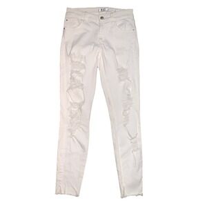 GUESS Los‎ Angeles Jeans Womens 26 Mid-Rise Skinny White Denim Distressed Casual